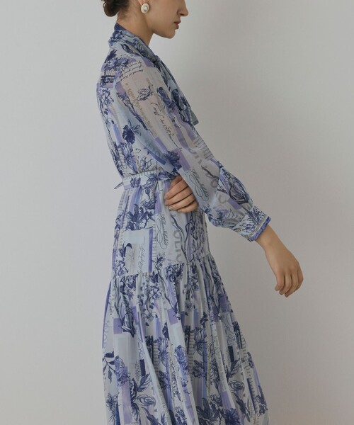 セール】ロゴフラワ－プリントボウタイワンピース（ワンピース