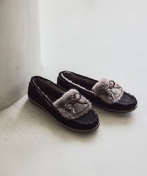 studio CLIP | 【撥水】リボンファーモカシン(モカシン/デッキシューズ)