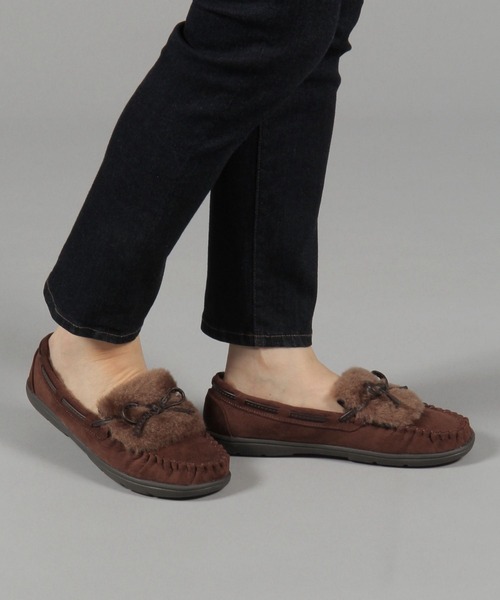 studio CLIP（スタディオクリップ）の「【撥水】リボンファーモカシン（モカシン/デッキシューズ・レディース・ライトグレー/ブラウン/ブラック・SMALL/MEDIUM/LARGE）」の6枚目の写真