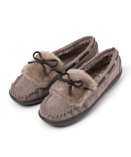 studio CLIP（スタディオクリップ）の「【撥水】リボンファーモカシン（モカシン/デッキシューズ・レディース・ライトグレー/ブラウン/ブラック・SMALL/MEDIUM/LARGE）」の7枚目の写真