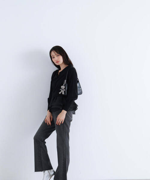 NATURAL BEAUTY BASIC(ナチュラルビューティーベーシック)の「◇オーガンドッキングスキッパーニット(ニット/セーター・レディース・ブラック/グレー系その他/オフホワイト・FREE)」の14枚目の写真