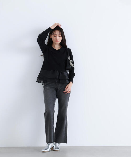 NATURAL BEAUTY BASIC(ナチュラルビューティーベーシック)の「◇オーガンドッキングスキッパーニット(ニット/セーター・レディース・ブラック/グレー系その他/オフホワイト・FREE)」の15枚目の写真