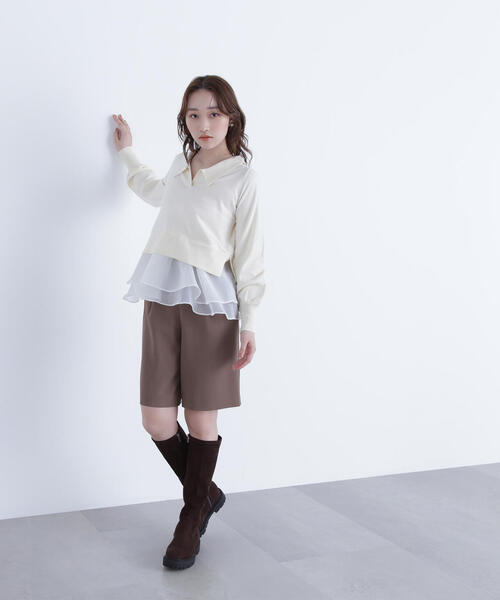 NATURAL BEAUTY BASIC(ナチュラルビューティーベーシック)の「◇オーガンドッキングスキッパーニット(ニット/セーター・レディース・ブラック/グレー系その他/オフホワイト・FREE)」の9枚目の写真
