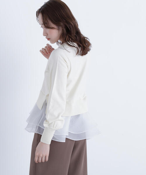 NATURAL BEAUTY BASIC(ナチュラルビューティーベーシック)の「◇オーガンドッキングスキッパーニット(ニット/セーター・レディース・ブラック/グレー系その他/オフホワイト・FREE)」の10枚目の写真