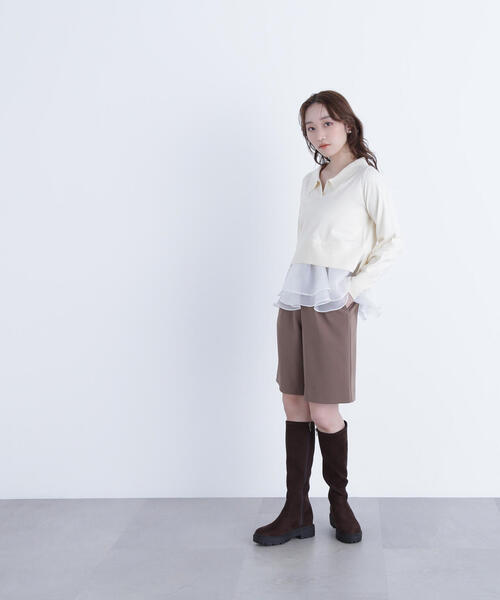 NATURAL BEAUTY BASIC(ナチュラルビューティーベーシック)の「◇オーガンドッキングスキッパーニット(ニット/セーター・レディース・ブラック/グレー系その他/オフホワイト・FREE)」の11枚目の写真