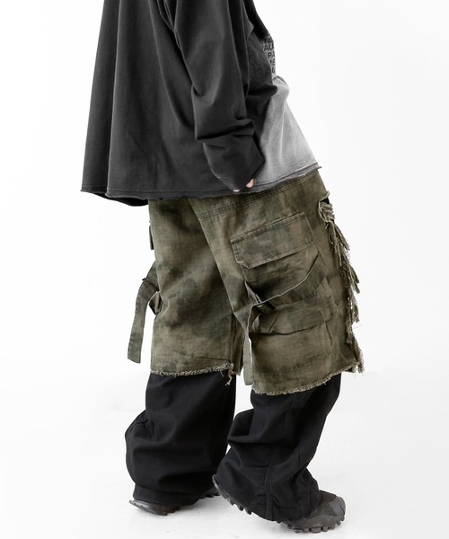 minsobi（ミンソビ）の「[プレミアムエディション]クラッシュミリタリーカーゴパンツ（カーゴパンツ・メンズ・カーキ・FREE）」の3枚目の写真