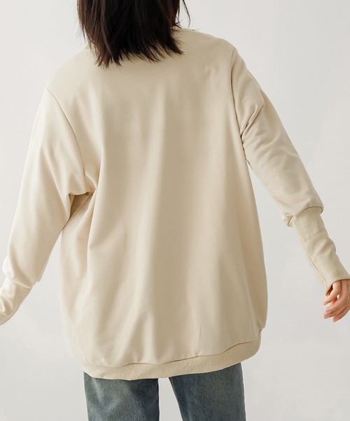 ONEP STAR（ワンピスター）の「リブ付きカジュアルスウェットトップス（Tシャツ/カットソー・レディース・ベージュ/ブラウン/ライトグレー/ブラック/ピンク/ダークグレー・MEDIUM/LARGE）」の21枚目の写真