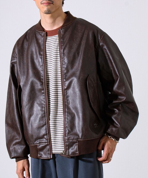 ARMY TWILL(アーミーツイル)の「【ARMY TWILL/アーミーツイル】Vegan Leather Blouson(ライダースジャケット・メンズ・ブラック/ブラウン・L/M)」の4枚目の写真