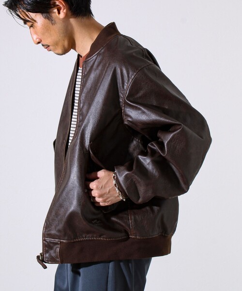 ARMY TWILL(アーミーツイル)の「【ARMY TWILL/アーミーツイル】Vegan Leather Blouson(ライダースジャケット・メンズ・ブラック/ブラウン・L/M)」の6枚目の写真