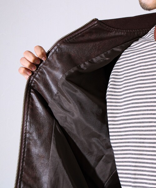 ARMY TWILL(アーミーツイル)の「【ARMY TWILL/アーミーツイル】Vegan Leather Blouson(ライダースジャケット・メンズ・ブラック/ブラウン・L/M)」の8枚目の写真