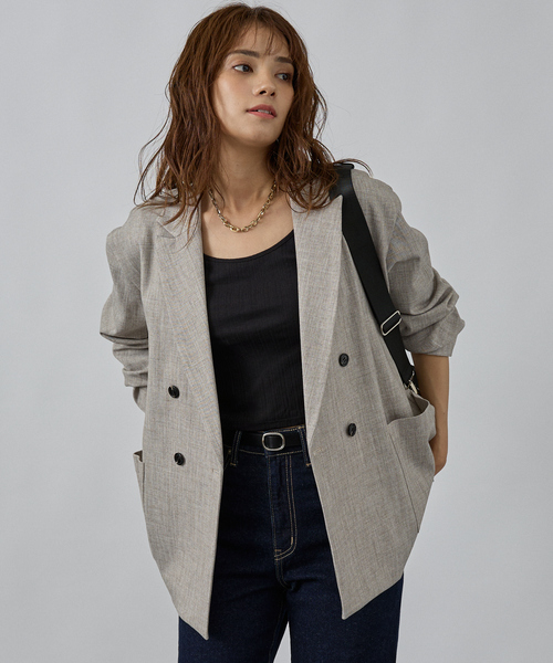 abahouse mavie(アバハウスマヴィ)の「【セットアップ対応】TRストレッチダブルジャケット(テーラードジャケット・レディース・ブラック/ベージュ・フリー)」の20枚目の写真