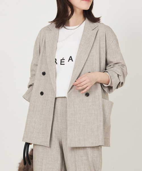 abahouse mavie(アバハウスマヴィ)の「【セットアップ対応】TRストレッチダブルジャケット(テーラードジャケット・レディース・ブラック/ベージュ・フリー)」の16枚目の写真