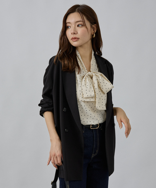 abahouse mavie(アバハウスマヴィ)の「【セットアップ対応】TRストレッチダブルジャケット(テーラードジャケット・レディース・ブラック/ベージュ・フリー)」の10枚目の写真