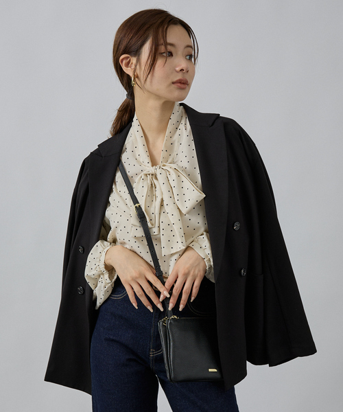 abahouse mavie(アバハウスマヴィ)の「【セットアップ対応】TRストレッチダブルジャケット(テーラードジャケット・レディース・ブラック/ベージュ・フリー)」の9枚目の写真