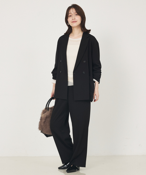 abahouse mavie(アバハウスマヴィ)の「【セットアップ対応】TRストレッチダブルジャケット(テーラードジャケット・レディース・ブラック/ベージュ・フリー)」の7枚目の写真