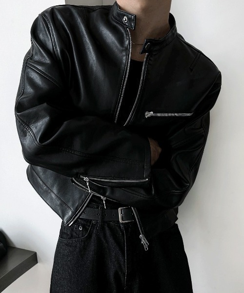 セール】トオブプレミアムクロップドレザージャケット（ライダース