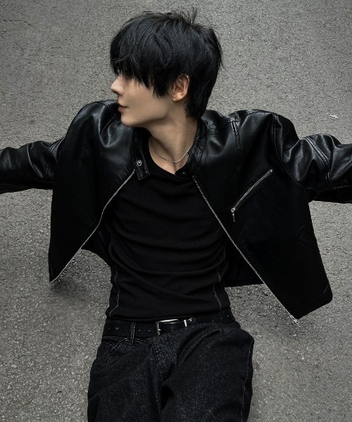 セール】トオブプレミアムクロップドレザージャケット（ライダース