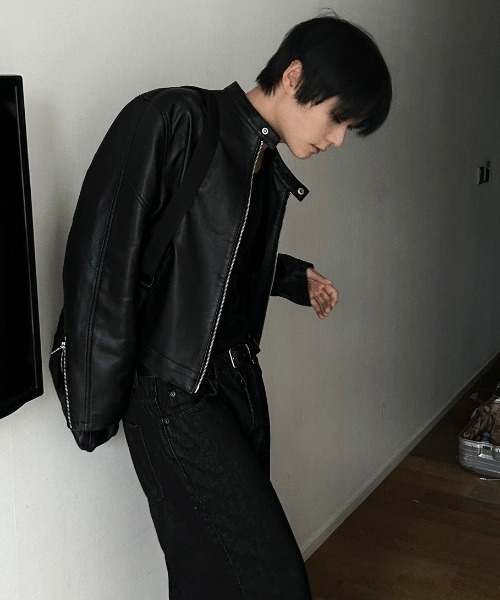 セール】トオブプレミアムクロップドレザージャケット（ライダース