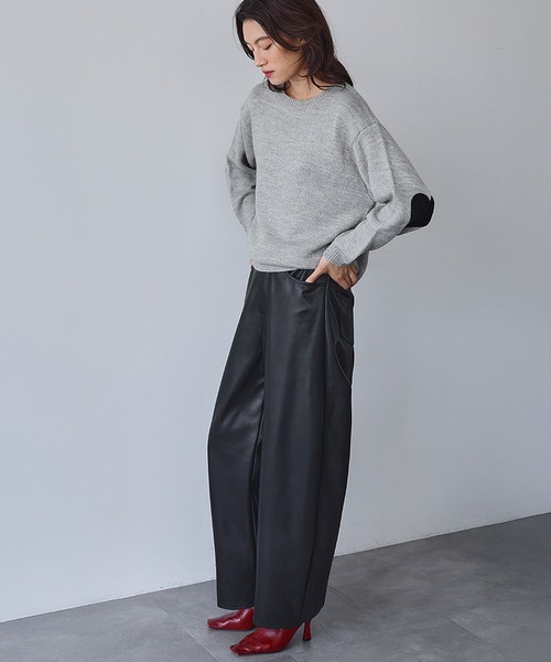 2025AW】フェイクレザー カーブパンツ【洗える】（その他パンツ