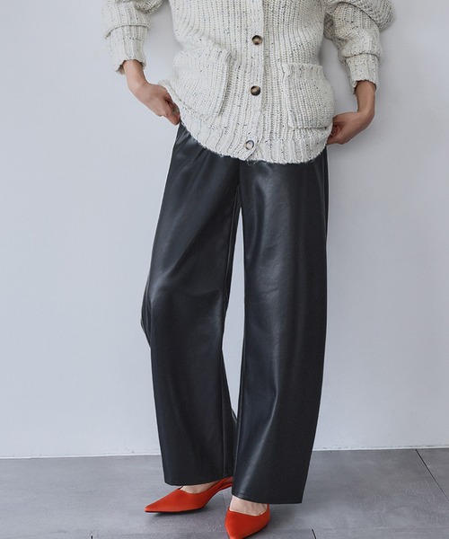 フェイクレザー カーブパンツ【洗える】（その他パンツ）｜ELFRANK