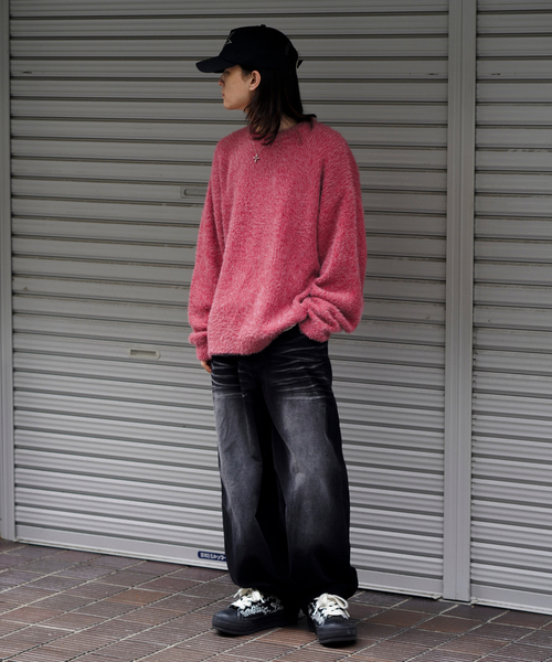 NOMANUAL（NOMANUAL）の「NOMANUAL/ノーマニュアル FUZZ HAIRY KNIT（ニット/セーター・メンズ・ネイビー/ブルー/ボルドー・LARGE/MEDIUM）」の5枚目の写真
