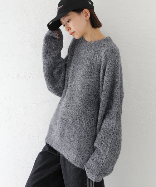 NOMANUAL（NOMANUAL）の「NOMANUAL/ノーマニュアル FUZZ HAIRY KNIT（ニット/セーター・メンズ・ネイビー/ブルー/ボルドー・LARGE/MEDIUM）」の11枚目の写真