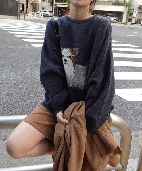 セール】DOG柄ジャガードニットプルオーバー（ニット/セーター