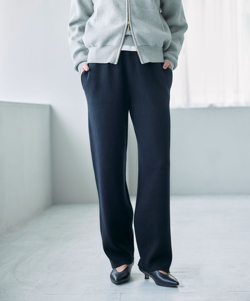 N.O.R.C(ノーク)の「コットンカシミヤニットワイドテーパードパンツ(その他パンツ・レディース・ブラック/ライトグレー・S/M)」の1枚目の写真