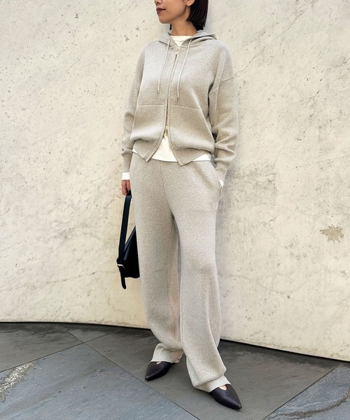 N.O.R.C(ノーク)の「コットンカシミヤニットワイドテーパードパンツ(その他パンツ・レディース・ブラック/ライトグレー・S/M)」の3枚目の写真