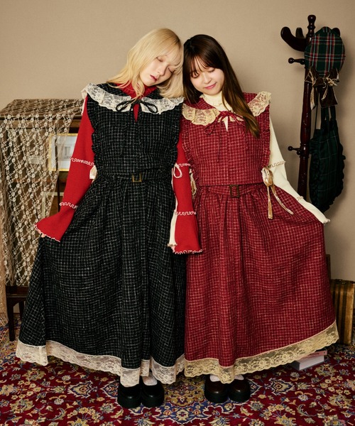 kutir(クティール)の「【クティールとレトロ】【セットアップ着用可】レースツイードリボンベスト(ベスト・レディース・レッド/ブラウン/ブラック・FREE)」の7枚目の写真