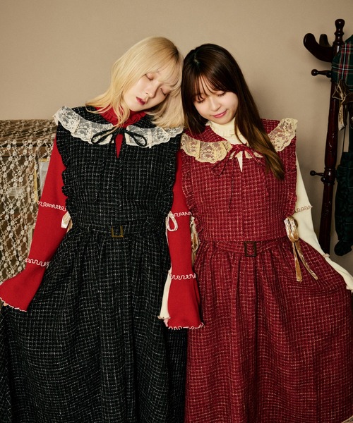 kutir(クティール)の「【クティールとレトロ】【セットアップ着用可】レースツイードリボンベスト(ベスト・レディース・レッド/ブラウン/ブラック・FREE)」の9枚目の写真