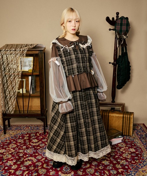 kutir(クティール)の「【クティールとレトロ】【セットアップ着用可】レースツイードリボンベスト(ベスト・レディース・レッド/ブラウン/ブラック・FREE)」の16枚目の写真