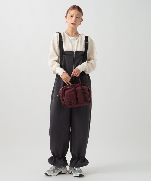 BAYFLOW（ベイフロー）の「[シルエット調整可能]ナイロンサロペット（サロペット/オーバーオール・レディース・チャコール/ブラウン・FREE）」の18枚目の写真