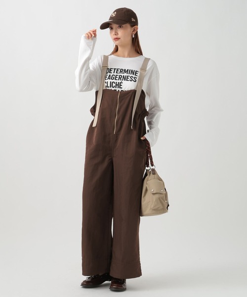 BAYFLOW（ベイフロー）の「[シルエット調整可能]ナイロンサロペット（サロペット/オーバーオール・レディース・チャコール/ブラウン・FREE）」の21枚目の写真