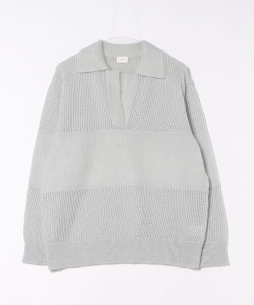 MANOF（マノフ）の「MANOF MOHAIR POLO KNIT（ニット/セーター・レディース・ライトブルー/ホワイト/ダークグレー・FREE）」の9枚目の写真