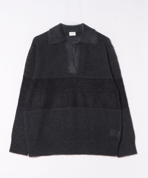MANOF（マノフ）の「MANOF MOHAIR POLO KNIT（ニット/セーター・レディース・ライトブルー/ホワイト/ダークグレー・FREE）」の8枚目の写真