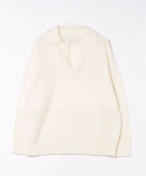 MANOF（マノフ）の「MANOF MOHAIR POLO KNIT（ニット/セーター・レディース・ライトブルー/ホワイト/ダークグレー・FREE）」の7枚目の写真