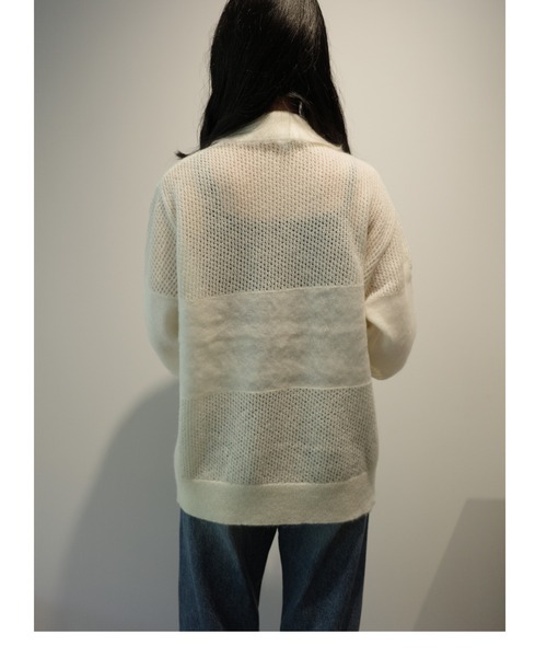 MANOF（マノフ）の「MANOF MOHAIR POLO KNIT（ニット/セーター・レディース・ライトブルー/ホワイト/ダークグレー・FREE）」の4枚目の写真