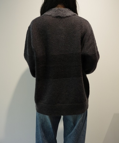 MANOF（マノフ）の「MANOF MOHAIR POLO KNIT（ニット/セーター・レディース・ライトブルー/ホワイト/ダークグレー・FREE）」の5枚目の写真
