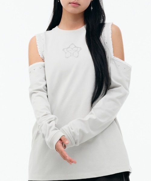 TUOMIO(トゥオミオ)の「【TUOMIO】CUT-OUT LACE LONG SLEEVES / 【トゥオミオ】カットアウトレースロングスリーブ(スウェット・レディース・ブラック/ベージュ・S)」の16枚目の写真