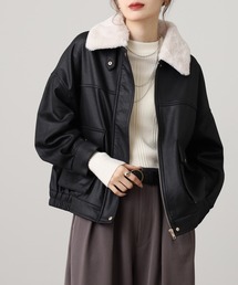 Ree&Mee ヴィンテージ加工 スウェード 脱着式 もこもこ ファー付き ブルゾン
