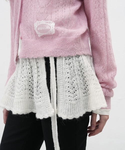 GENERAL IDEA（ジェネラルアイデア）の「【GENERAL IDEA】モヘアレイヤードミニラップスカート / SCALLOP MINI LAYERED SKIRT（スカート・レディース・ブラック/アイボリー・FREE）」の2枚目の写真