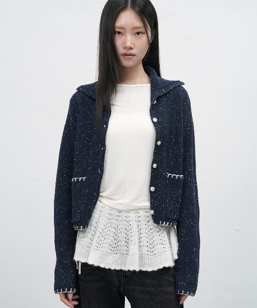 GENERAL IDEA（ジェネラルアイデア）の「【GENERAL IDEA】モヘアレイヤードミニラップスカート / SCALLOP MINI LAYERED SKIRT（スカート・レディース・ブラック/アイボリー・FREE）」の5枚目の写真