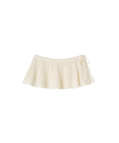 GENERAL IDEA（ジェネラルアイデア）の「【GENERAL IDEA】モヘアレイヤードミニラップスカート / SCALLOP MINI LAYERED SKIRT（スカート・レディース・ブラック/アイボリー・FREE）」の7枚目の写真