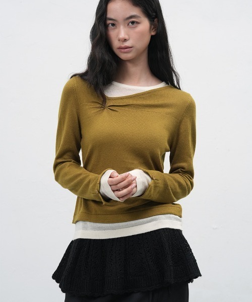 GENERAL IDEA（ジェネラルアイデア）の「【GENERAL IDEA】モヘアレイヤードミニラップスカート / SCALLOP MINI LAYERED SKIRT（スカート・レディース・ブラック/アイボリー・FREE）」の10枚目の写真