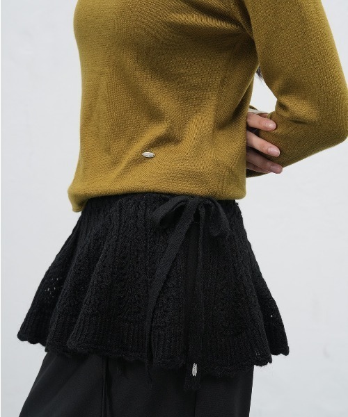 GENERAL IDEA（ジェネラルアイデア）の「【GENERAL IDEA】モヘアレイヤードミニラップスカート / SCALLOP MINI LAYERED SKIRT（スカート・レディース・ブラック/アイボリー・FREE）」の9枚目の写真