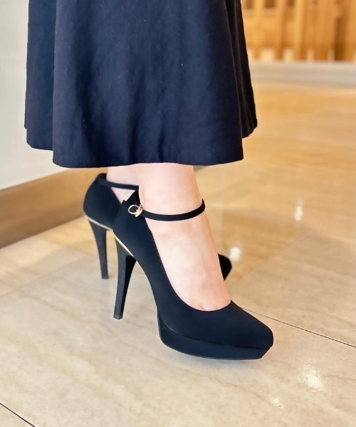 R&E(アールアンドイー)の「【R&E】アンクルストラップラメハイヒールパンプス(パンプス・レディース・ブラック/ベージュ・22cm/22.5cm/23cm/23.5cm/24cm/24.5cm)」の1枚目の写真