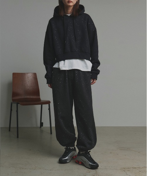 ad thie（アドティエ）の「裏起毛 ラメ ジョガーパンツ（スウェットパンツ・レディース・ブラック/ネイビー/ブラウン・FREE）」の9枚目の写真