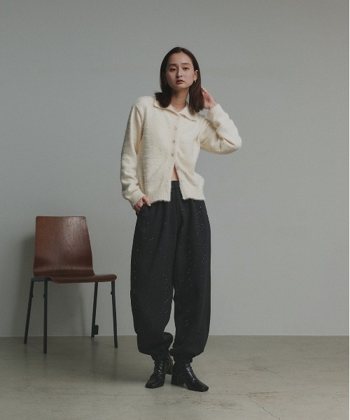 ad thie（アドティエ）の「裏起毛 ラメ ジョガーパンツ（スウェットパンツ・レディース・ブラック/ネイビー/ブラウン・FREE）」の11枚目の写真