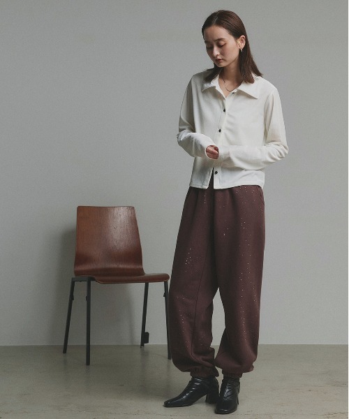 ad thie（アドティエ）の「裏起毛 ラメ ジョガーパンツ（スウェットパンツ・レディース・ブラック/ネイビー/ブラウン・FREE）」の21枚目の写真